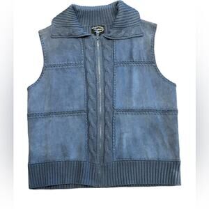 Designer Studio Originals Womens Size Large Suede Sweater Full Zip Vest